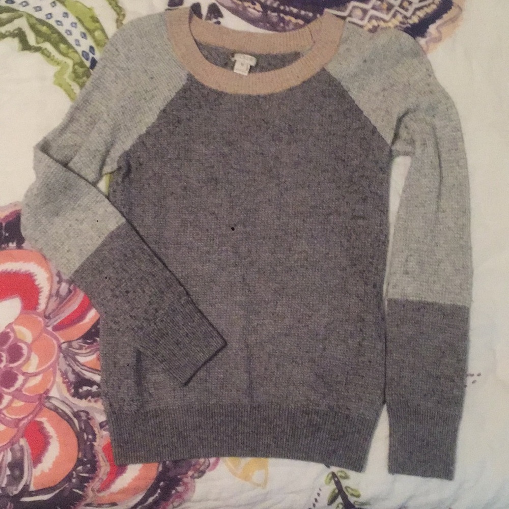 J Crew gray Color-block sweater. Sz M